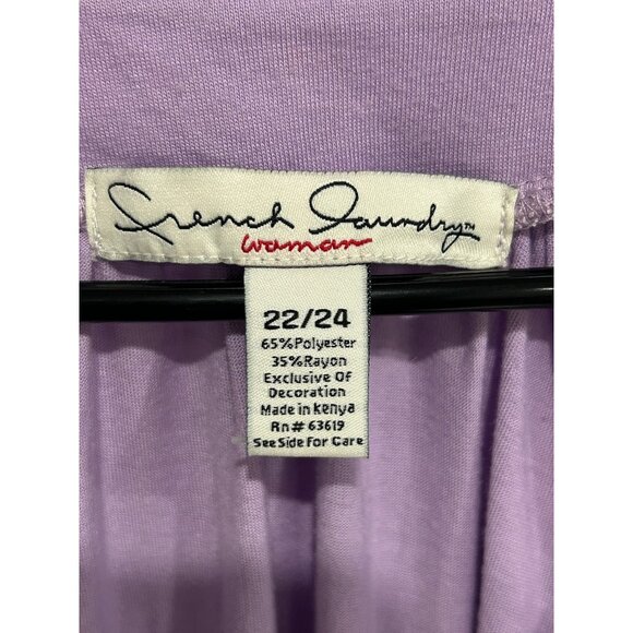 French Laundry Studded V-Neck Top Lavender Sz 22/24 Short Sleeve Poly Rayon - Picture 5 of 9
